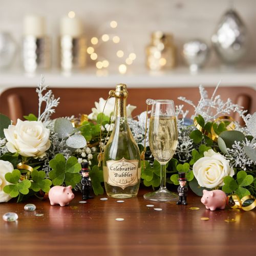Juego de colgante con botella y copa de champán, decoración para árbol de Navidad, 14 cm, 2 piezas | Floristik24.es