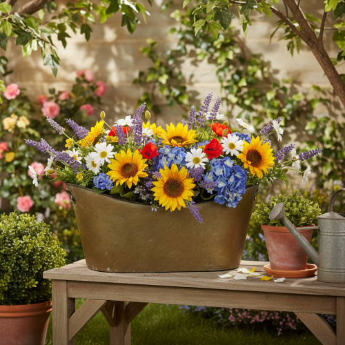 Juego de macetas y jardineras, color cobre/blanco, L32,5cm/36,5cm/41,5cm | Floristik24.es