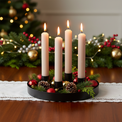 Portavelas magnético redondo, negro mate, para velas cónicas de 25 mm, 4 unidades. | Floristik24.es