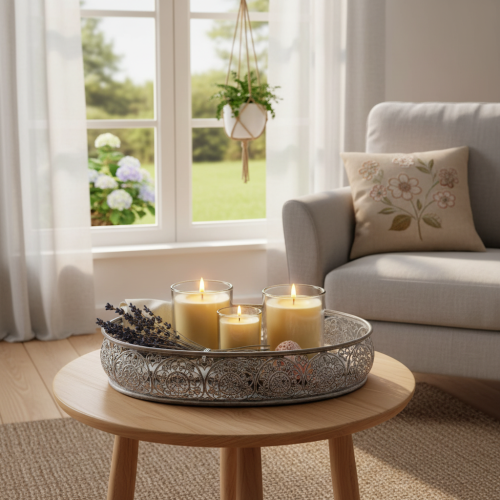 Artículo Bol decorativo de metal, diseño gris, ovalado, 36 cm/33,5 cm de largo, juego de 2