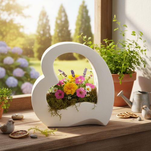Adorno en forma de corazón para plantas y arreglos florales, diseño abierto, forma de corazón moderna, 19 cm. | Floristik24.es