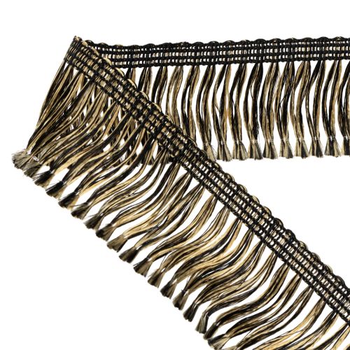 Artículo Ribete con flecos negros y dorados de 4 cm x 25 m - Ideal para decoración de coronas, cintas de luto y accesorios vintage.