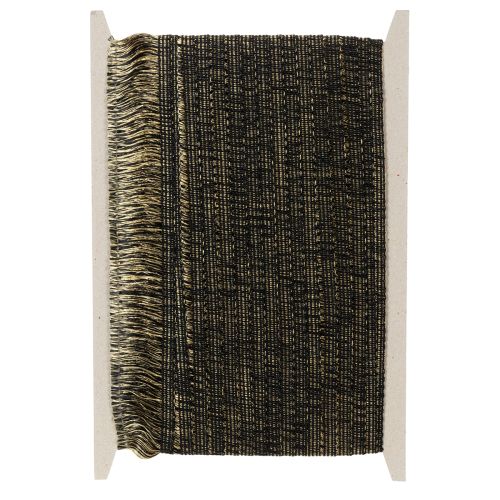Ribete con flecos negros y dorados de 4 cm x 25 m - Ideal para decoración de coronas, cintas de luto y accesorios vintage. | Floristik24.es