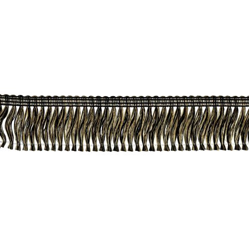 Artículo Borde de flecos flecos de pelo negro dorado 4cm L25m