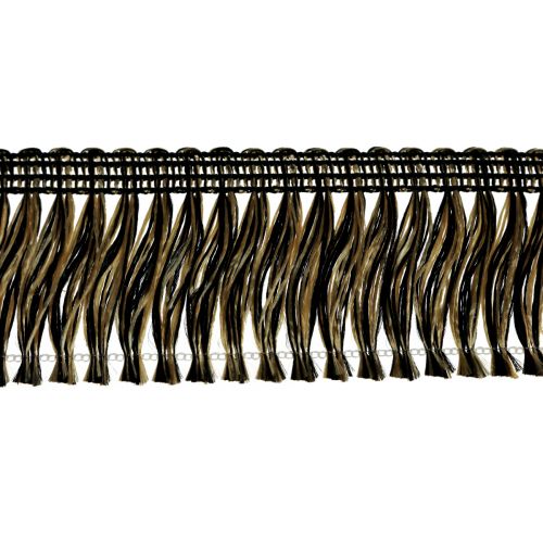 Artículo Borde de flecos flecos de pelo negro dorado 4cm L25m