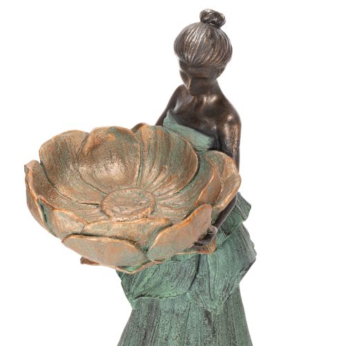 Artículo Figura femenina con cuenco de flores, estatua decorativa para diseño interior estético y jardín, 55 cm