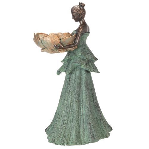 Artículo Figura femenina con cuenco de flores, estatua decorativa para diseño interior estético y jardín, 55 cm