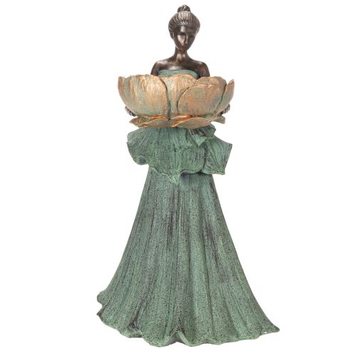 Artículo Figura femenina con cuenco de flores, estatua decorativa para diseño interior estético y jardín, 55 cm