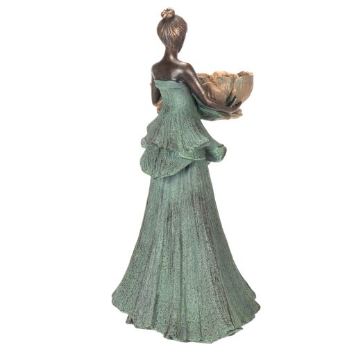 Artículo Figura femenina con cuenco de flores, estatua decorativa para diseño interior estético y jardín, 55 cm