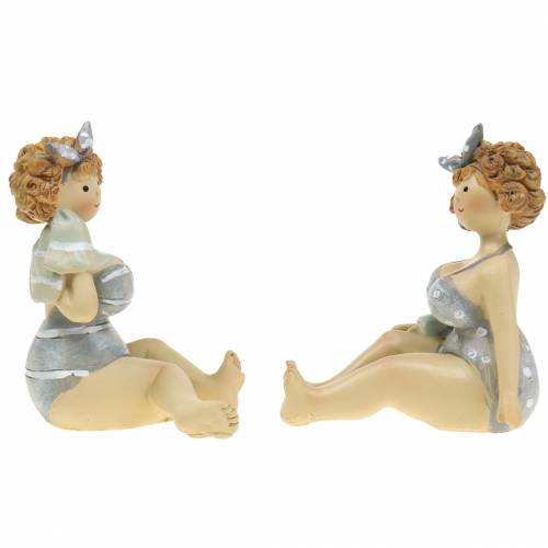 Floristik24 Figura decorativa dama en bañador gris 10cm 2uds