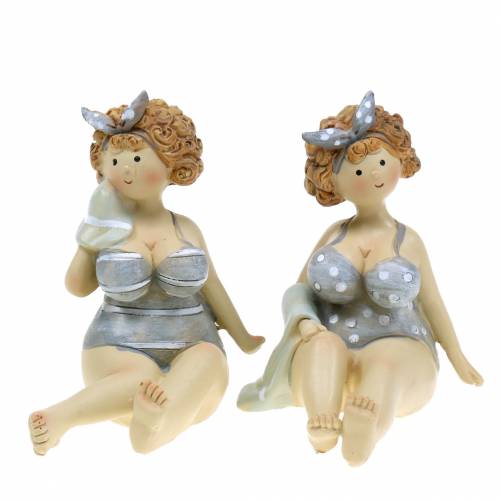 Floristik24 Figura decorativa dama en bañador gris 10cm 2uds