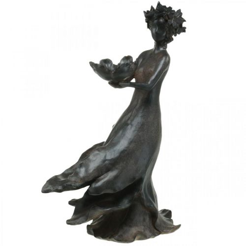 Bañera para pájaros flor infantil jardín metal look antracita 56,5cm