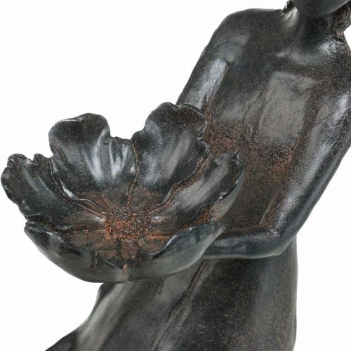 Floristik24 Bañera para pájaros flor infantil jardín metal look antracita 56,5cm