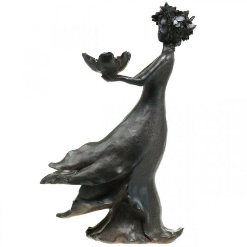 Floristik24 Bañera para pájaros flor infantil jardín metal look antracita 56,5cm