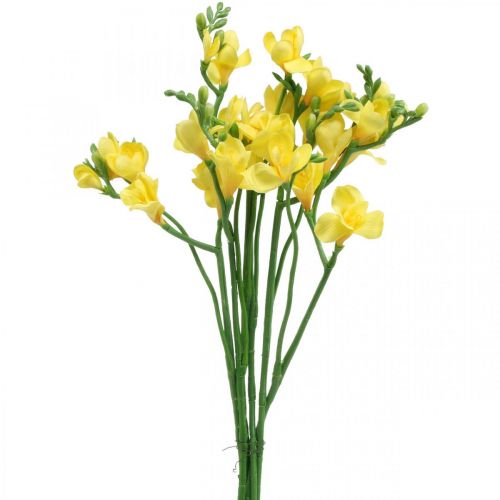 Floristik24 Fresias, flores artificiales, fresias en ramo amarillo L64cm 6pcs