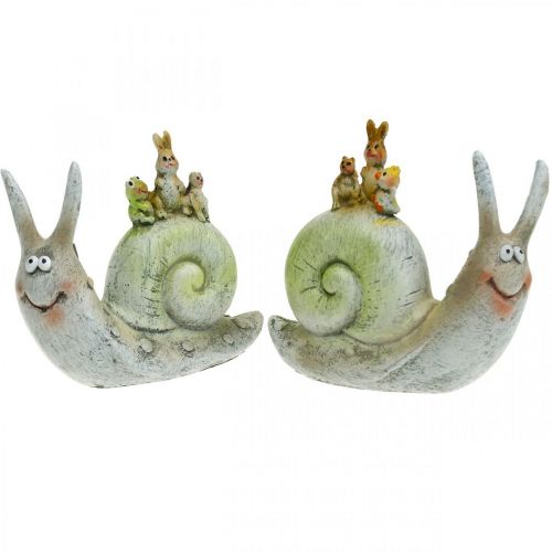 Floristik24 Caracol decorativo amistoso con compañeros, primavera, decoración de mesa, caracol doméstico 2 piezas