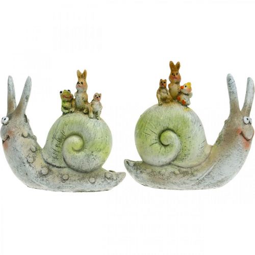 Floristik24 Caracol decorativo amistoso con compañeros, primavera, decoración de mesa, caracol doméstico 2 piezas