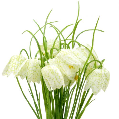 Floristik24 Flores de tablero de ajedrez Fritillaria artificial blanco, verde 40cm 12pcs