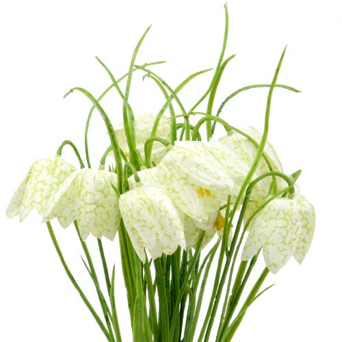 Flores de tablero de ajedrez Fritillaria artificial blanco, verde 40cm 12 piezas