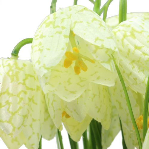 Floristik24 Flores de tablero de ajedrez Fritillaria artificial blanco, verde 40cm 12 piezas