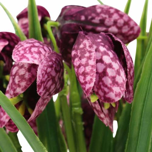 Artículo Flores de tablero de ajedrez Fritillaria artificial violeta 29cm 6 piezas