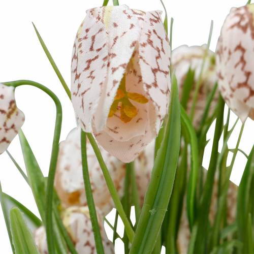 Floristik24 Flor de tablero de ajedrez artificial en maceta, flor de primavera fritillaria, flor de seda rojo blanco