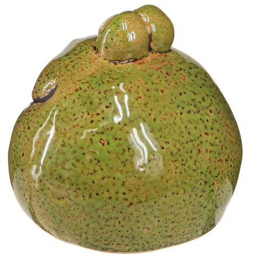 Artículo Decoración de rana cabeza de rana de cerámica verde marrón Al. 10,5 cm 2 piezas