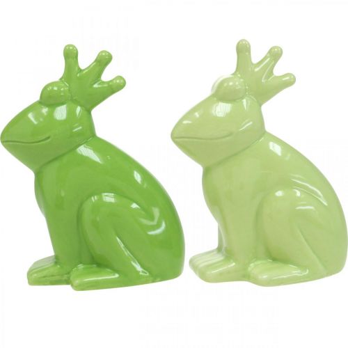 Artículo Figura decorativa de rana de cerámica, decoración de verano del príncipe rana 10,5 × 5,5 × 7 cm 4 piezas