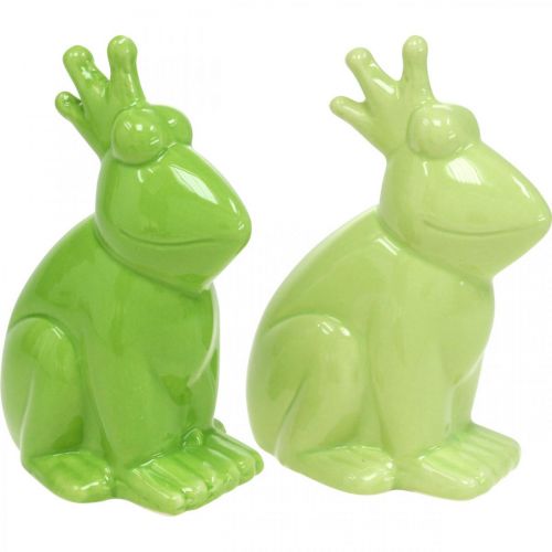 Artículo Figura decorativa de rana de cerámica, decoración de verano del príncipe rana 10,5 × 5,5 × 7 cm 4 piezas