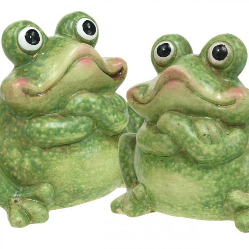 Floristik24 Pareja de ranas de cerámica, pareja de ranas de cerámica, decoración de verano 14cm 2pcs