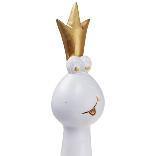 Artículo Figura decorativa Rana Príncipe Rana decorativa Oro blanco Al. 30,5 cm