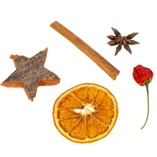Artículo Set de decoración de rodajas de naranja secas con canela y estrellas para decoración de mesa festiva 70 g