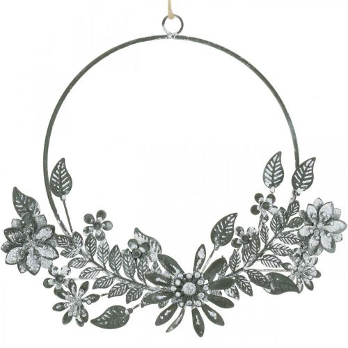 Floristik24 Decoración de primavera, flores de anillo decorativas, decoración de metal, decoración de flores colgante Ø16cm 2pcs