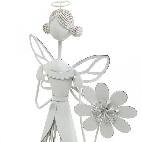 Floristik24 Decoración de primavera, hada de las flores, farol de metal, hada de las flores con flor 34,5cm