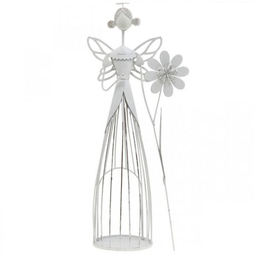 Floristik24 Decoración de primavera, hada de las flores, farol de metal, hada de las flores con flor 34,5cm