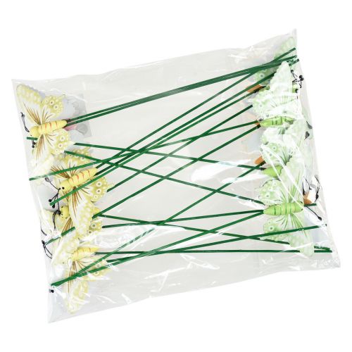 Floristik24 Tapón floral mariposas decorativas de madera en un palo 23cm 16 piezas