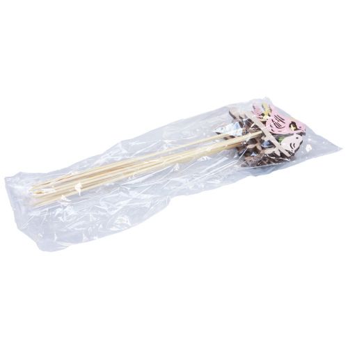 Artículo Tapón de flores para decoración de primavera, de madera, con forma de pájaro, 7 x 10 cm, 12 unidades