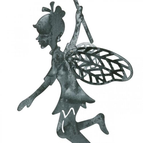 Floristik24 Decoración de primavera, duende con diente de león, colgante de decoración de hadas de flores, decoración de metal 3 piezas