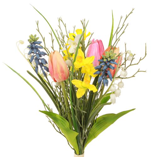 Artículo Ramo de primavera, ramo de flores artificiales de tacto real, 36 cm