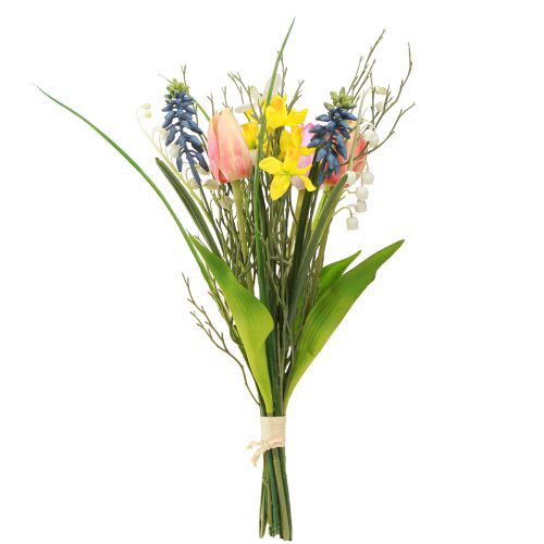 Artículo Ramo de primavera, ramo de flores artificiales de tacto real, 36 cm