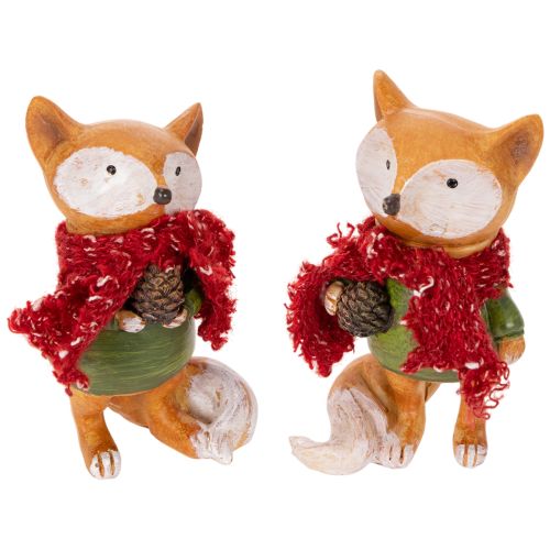 Zorro decorativo con bufanda y piña, 10 cm, 2 piezas comprar | Floristik24.es