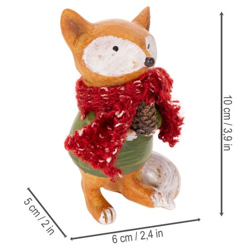 Zorro decorativo con bufanda y piña, 10 cm, 2 piezas | Floristik24.es