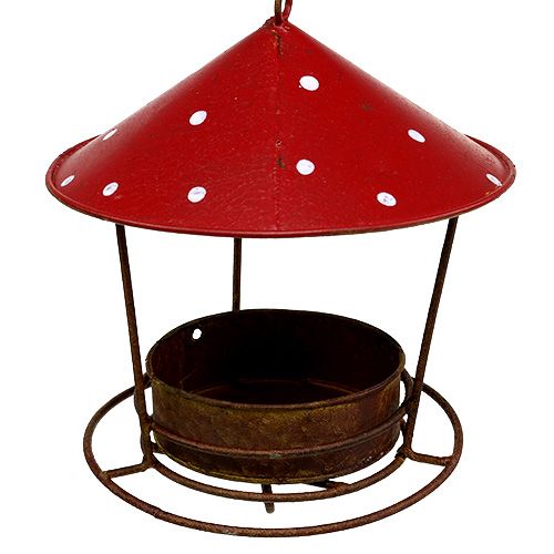Floristik24 Comedero para pájaros para colgar rojo, rejilla Ø16cm H40cm