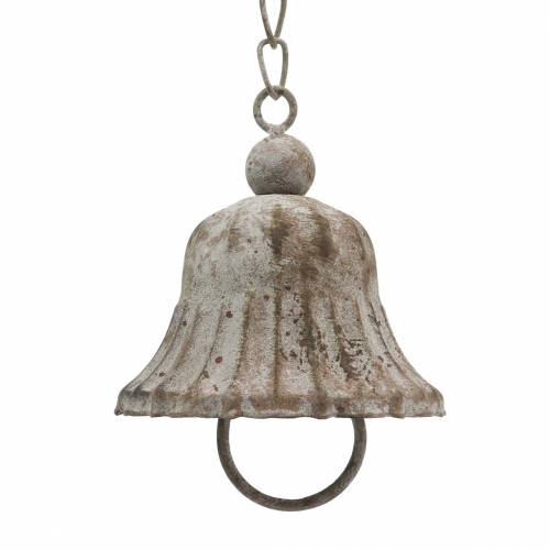 Floristik24 Campana de metal para colgar con ganchos, aspecto antiguo, rejilla de acero inoxidable Ø8.5cm H11cm