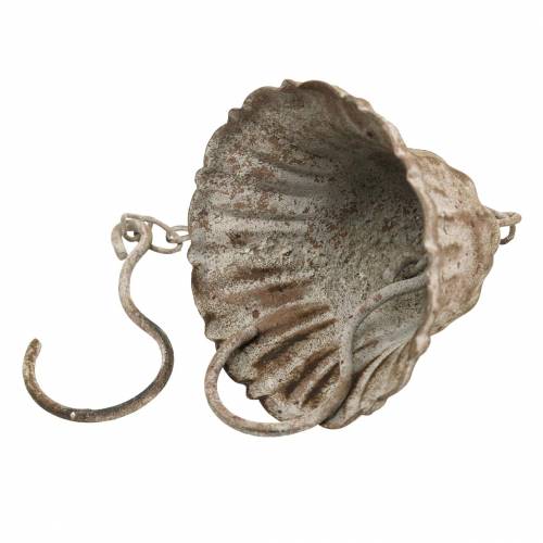 Floristik24 Campana de metal para colgar con ganchos, aspecto antiguo, rejilla de acero inoxidable Ø8.5cm H11cm