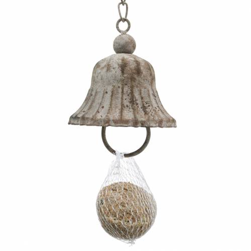 Floristik24 Campana de metal para colgar con ganchos, aspecto antiguo, rejilla de acero inoxidable Ø8.5cm H11cm
