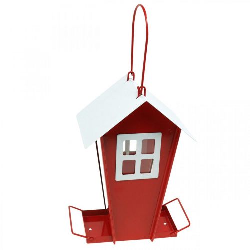 Artículo Comedero para pájaros Comedero para pájaros colgante rojo y blanco H21cm