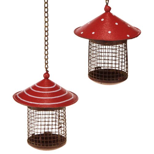 Floristik24 Comedero pájaros agárico mosca metal para colgar 14cm 2ud