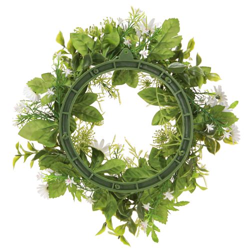 Artículo Corona de margaritas artificiales blancas y verdes Ø28cm H9cm