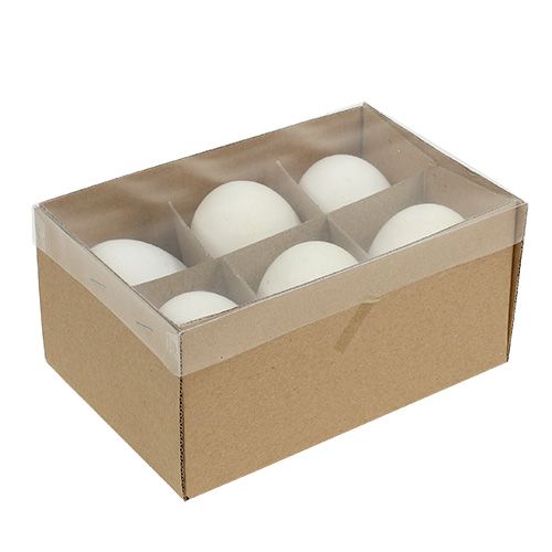 Floristik24 Huevos de ganso blanco 7cm - 8cm 6pcs